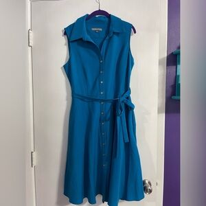 Sharagano Teal Sleeveless Midi Dress
